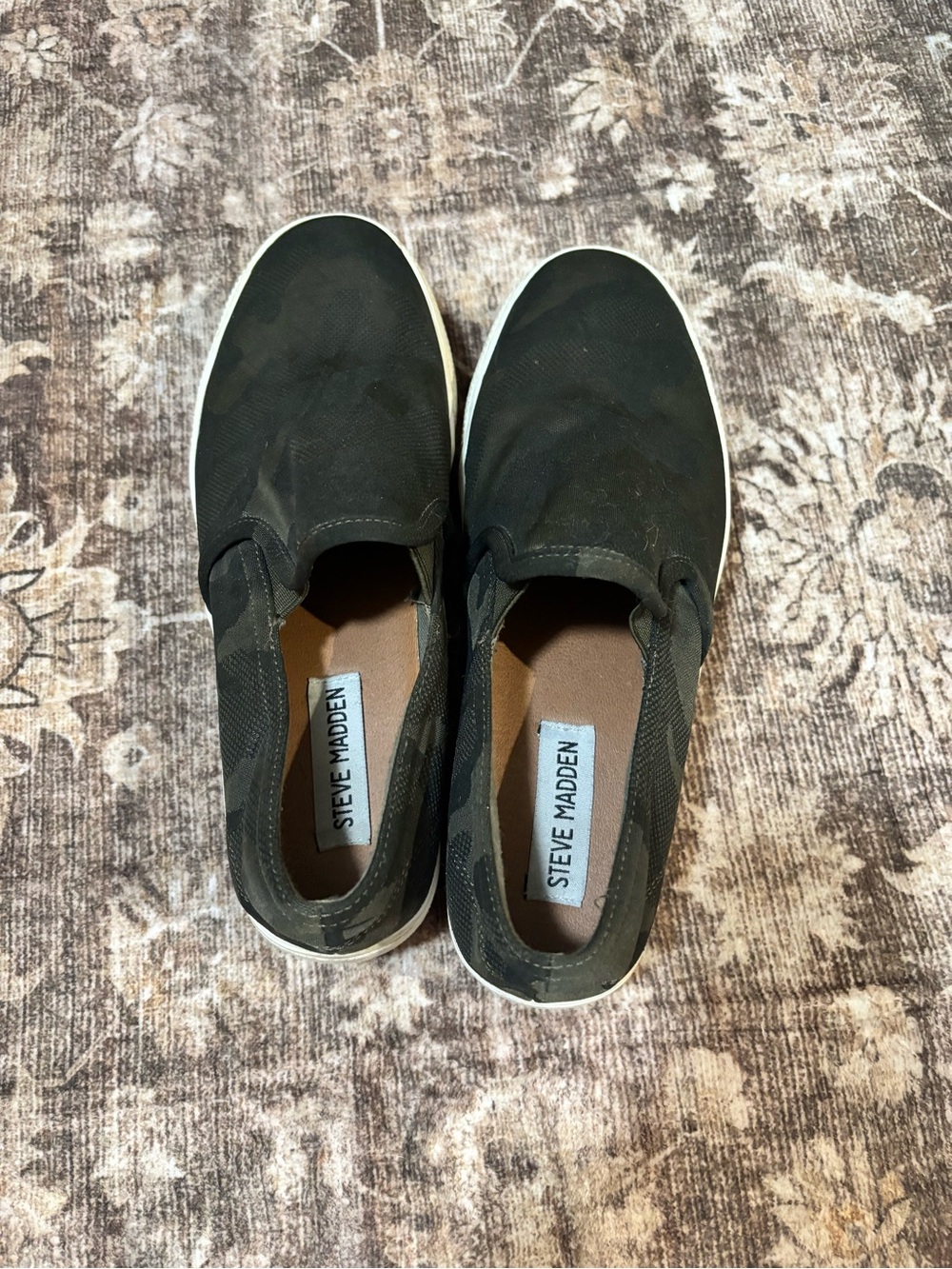 Steve Madden Black Slip-On Sneakers with White Sole